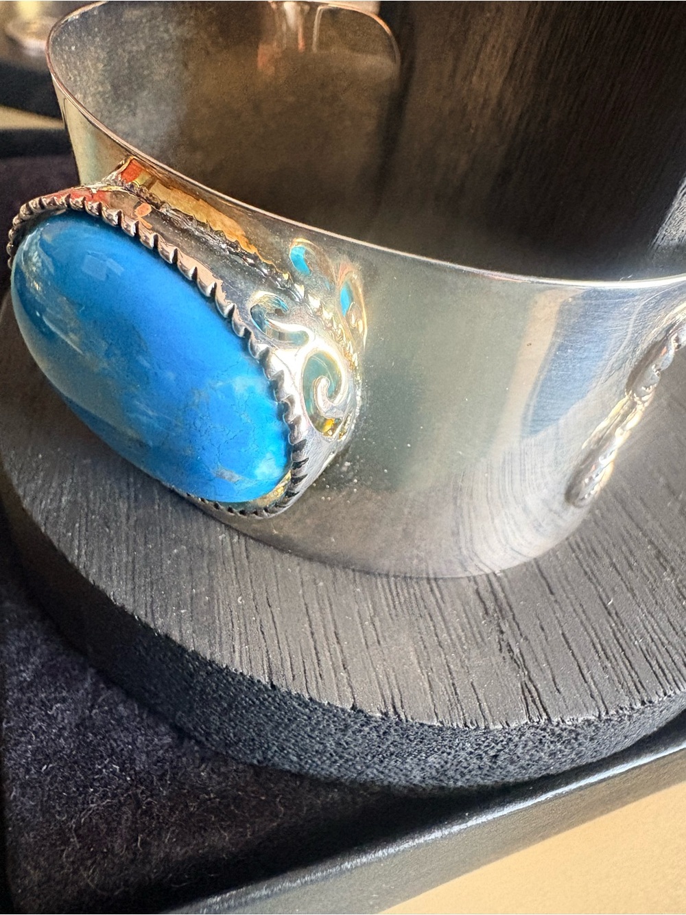 Silver Cuff Bracelet with Interchangeable Stones & Corn Symbols